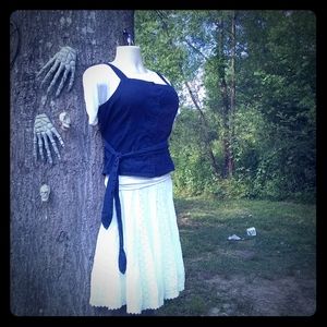 White cotton lace skirt/blue jean bust tightner